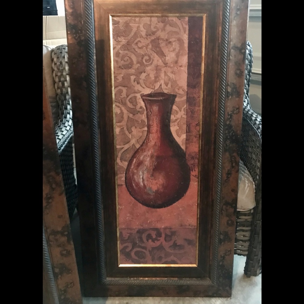 (2 of the Huge vase / pots paintings- Light wt. - 24 wd by l. 47. New condition!